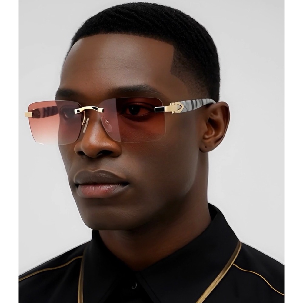 Fashion Designer Men Sunglasses Red Gradient Lens Gold Marble Arms UV400 Lentes